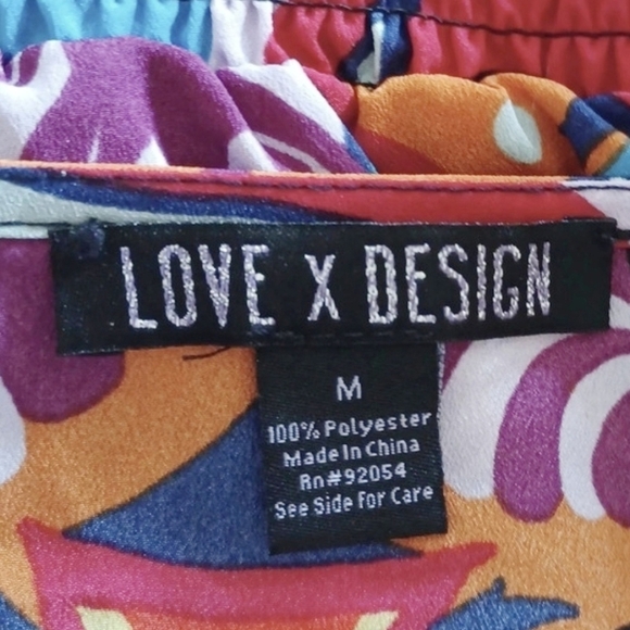 Love X Design Boho Festival Cropped Button-Front Colorful Top M - Picture 5 of 6